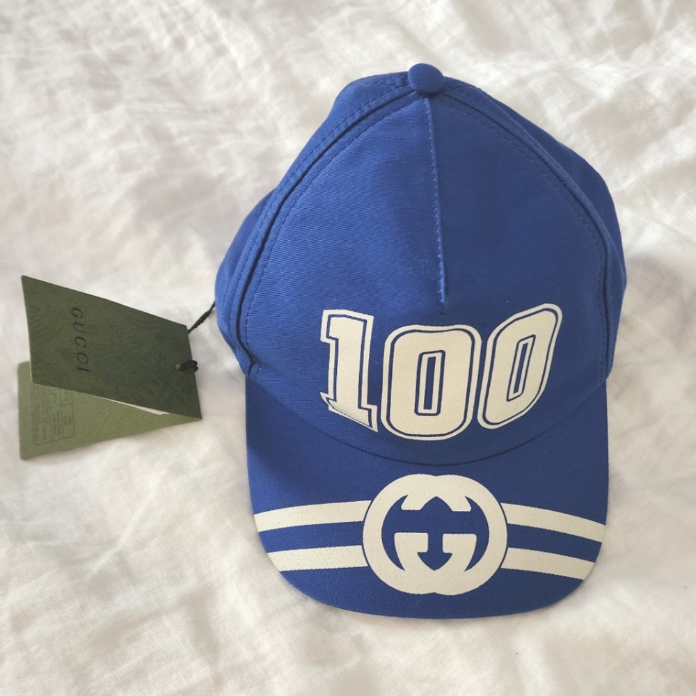 GUCCI Blue 100 GG Baseball Cap Hat NWT - Picture 3 of 4